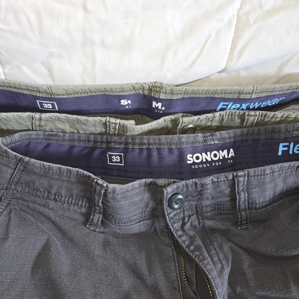 Sonoma Flexwear Pants in Gray and Olive